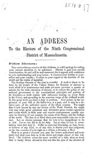 An address to the electors of the ninth congressional district of Massachusetts.