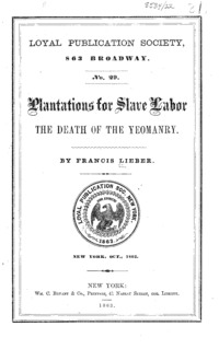Plantations for slave labor the death of the yeomanry