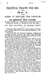 The Democratic union platform : by their convention of representatives from all the thirty-one states, at Cincinnati, June 4th, 1856 : on the slavery or Kansas issue.