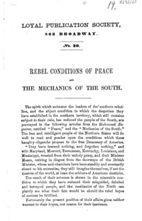 Rebel conditions of peace and The mechanics of the South.