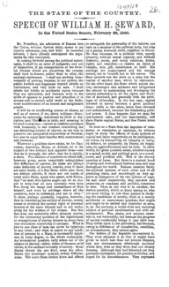 The state of the country : speech of William H. Seward, in the United States Senate, February 29, 1860.