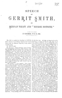 Speech of Gerrit Smith, on Mexican treaty and "Monroe Doctrine" : in Congress, June 27, 1854.