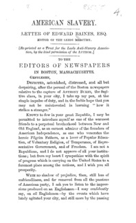 American slavery : letter of Edward Baines, Esq.