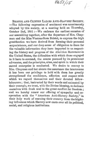Bristol and Clifton Ladies' Anti-slavery Society.