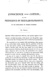 Conscience versus cotton, or, The preference of free-labour-produce.