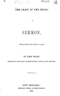 The least of two evils : a sermon, preached on July 9, 1848
