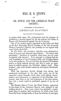 Mrs. H.B. Stowe on Dr. Monod and the American Tract Society : considered in relation to American slavery.