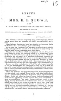 Letter from Mrs. H.B. Stowe, to the Ladies' New Anti-Slavery Society of Glasgow : the contents of which are designed equally for the anti-slavery societies of England and Scotland.