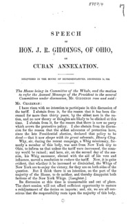 Speech of Hon. J.R. Giddings, of Ohio, on Cuban annexation : delivered in the House of Representatives, December 14, 1852.