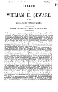 Speech of William H. Seward, on the Kansas and Nebraska bill : Senate of the United States, May 26, 1854.
