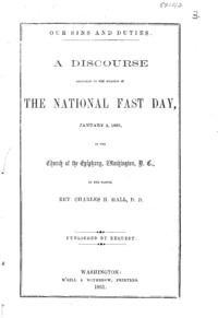 Our sins and duties : a discourse delivered on the occasion of the national fast day, January 4, 1861, in the Church of the Epiphany, Washington, D.C.