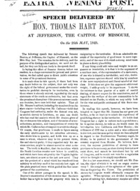Speech delivered by Hon. Thomas Hart Benton : at Jefferson, the capitol of Missouri on the 26th May, 1849.