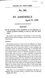 Report of the minority of the Committee on the Judiciary, on various petitions relating to slavery and the slave trade.