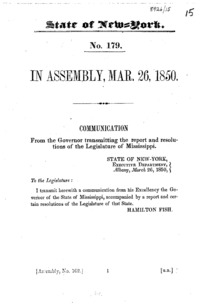 Communication from the Governor transmitting the report and resolutions of the Legislature of Mississippi.