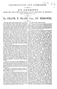 Colonization and commerce : an address before the Young Men's Mercantile Library Association of Cincinnati, Ohio, November 29, 1859