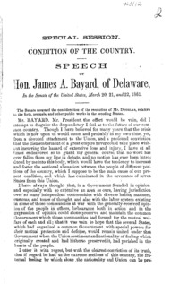Condition of the country : speech of Hon. James A. Bayard, of Delaware, in the Senate of the United States, March 20, 21, and 22, 1861.