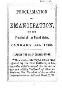 Proclamation of emancipation, by the President of the United States, January 1st, 1863 ...
