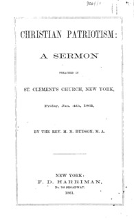 Christian patriotism : a sermon preached in St. Clement's Church, New York, Friday, Jan. 4th, 1861
