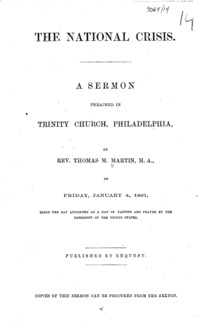 The national crisis : a sermon preached in Trinity Church, Philadelphia
