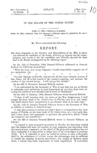 In the Senate of the United States, April 11, 1864 : ...report, the Joint Committee on the Conduct and Expenditures of the War, to whom was referred the resolution of the Senate, directing an inquiry into the origin, progress, and results of the late expedition into Florida ...