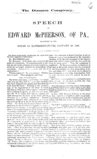 The disunion conspiracy : speech of Edward McPherson, of Pa., delivered in the House of Representatives, January 23, 1861.