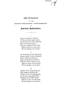 Hymn for the eighty-seventh anniversary of American Independence.