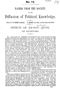 Speech of ex-Gov. Hunt at Lockport.