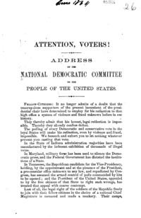 Attention, voters! : Address of the National Democratic Committee to the people of the United States.