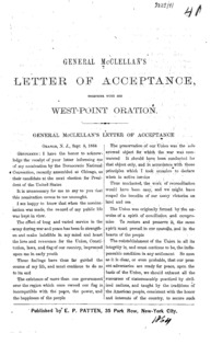 General McClellan's letter of acceptance, together with his West-Point oration.