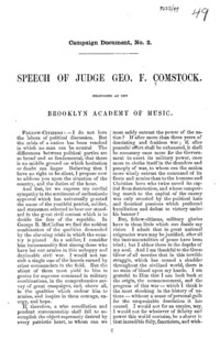 Speech of Judge Geo. F. Comstock, delivered at the Brooklyn academy of music.