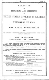 Narrative of privations and sufferings of United States officers and soldiers while prisoners of war in the hands of the Rebel authorities : being the report of a commission of inquiry, appointed by the United States sanitary commission