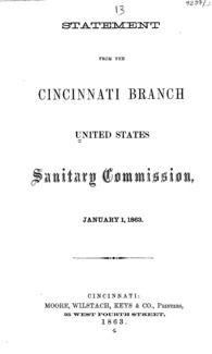 Statement from the Cincinnati Branch, United States Sanitary Commission : January 1, 1863.