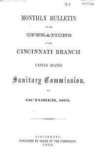 Monthly bulletin of the operations of the Cincinnati Branch, United States Sanitary Commission, for October, 1863.
