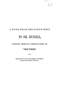 A letter to Wm. Howard Russell, LL.D. : on passages in his "Diary North and South"
