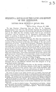 Stephen A. Douglas on the cause and effect of the rebellion : Letter