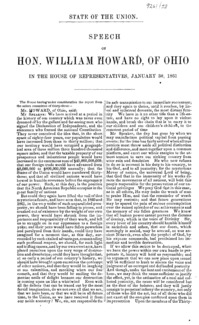 State of the Union : speech of Hon. William Howard, of Ohio, in the House of Representatives, January 30, 1861.