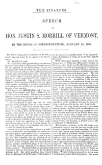 The finances : speech of Hon. Justin S. Morrill, of Vermont, in the House of Representatives, January 13, 1863.