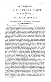 Address of the Hon. Charles L. Scott, of California, to his constituents on the constitutional right of secession.