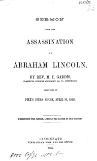 Sermon upon the assassination of Abraham Lincoln
