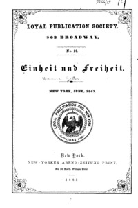 Einheit und Freiheit. New York, June, 1863.