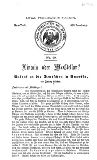 Lincoln oder McClellan? : Aufruf an die Deutschen in Amerika