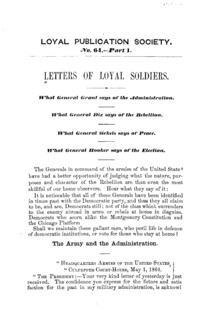 Letters of loyal soldiers.