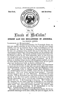 Lincoln of McClellan? : Oproep aan die Hollanders in Amerika