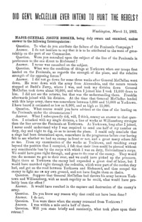 Did Gen'l McClellan ever intend to hurt the rebels?