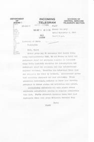 Incoming Telegram / #3152, Third / Moscow via Army / Soviet press 30 August announces that London talks among representatives... / Division of Central Services Telegraph Section