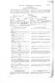 Military Government of Germany / Personnel Questionnaire