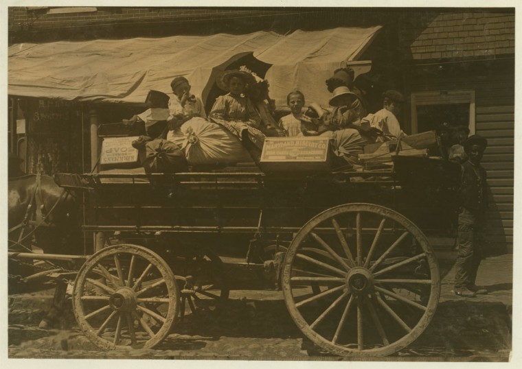 Off to the berry farms of Maryland. Taken on Fell Point, Baltimore, Md. 1910 May. Courtesy of Maryland Child Labor Committee. Location: Baltimore, Maryland. (Lewis Hine/Photo courtesy LOC)