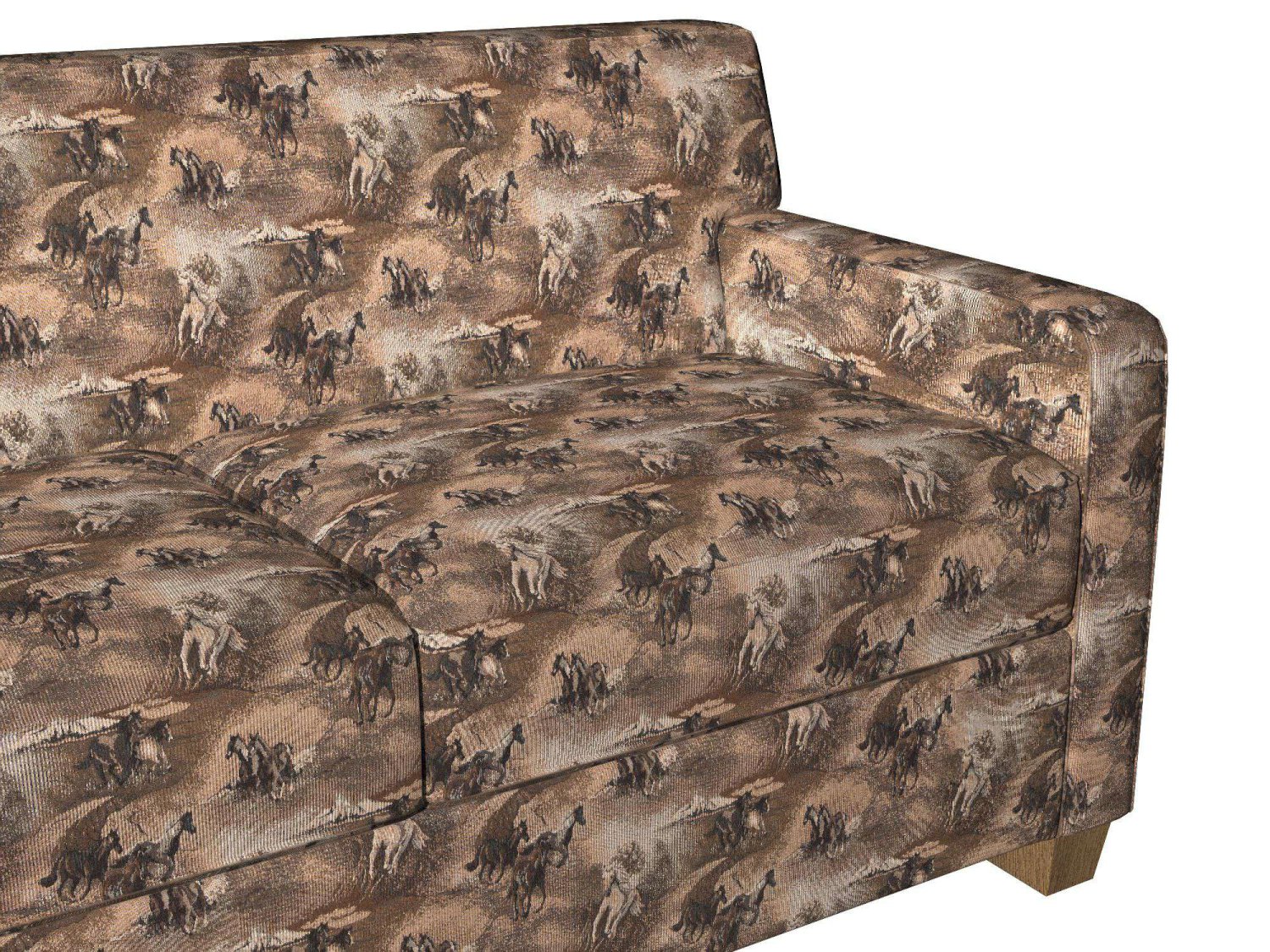 A021 Beige Wild Horses Galloping Themed Tapestry Upholstery Fabric By