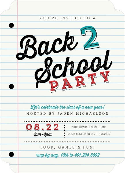 School Paper Party Back To School Invitation | Back To School Party ...