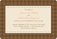 Brown Plaid Rustic Wedding Invite